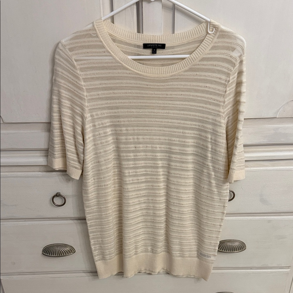 Lafayette 148 New York Cream Knit Top